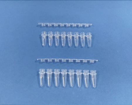 Tubi PCR a 8 strisce, tappi a striscia piatta